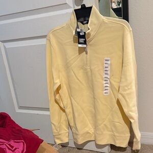 Lands' End Men's Light Yellow Zip-Up Sweater